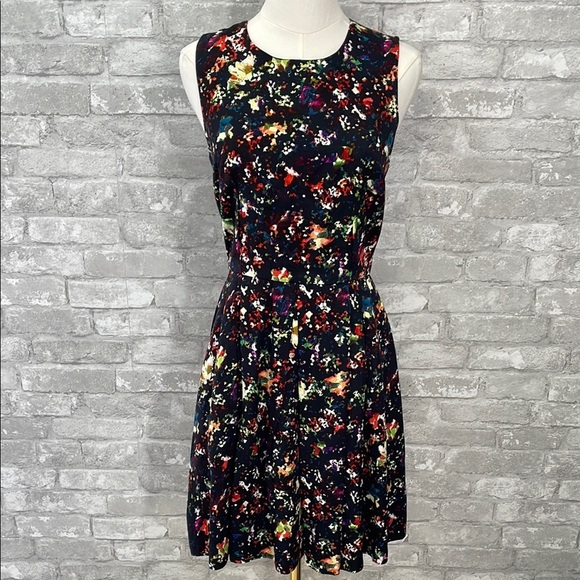 GAP Black Fit and Flare Floral Sleeveless Mini Dress - Picture 1 of 7